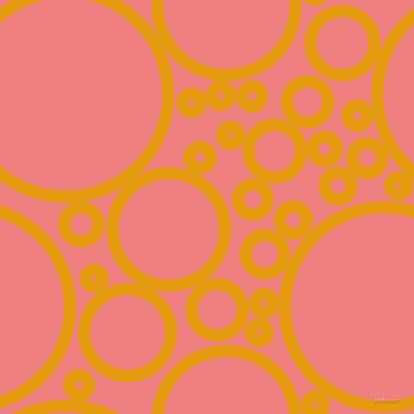 bubbles, circles, sponge, big, medium, small, 17 pixel line width, Gamboge and Light Coral circles bubbles sponge soap seamless tileable