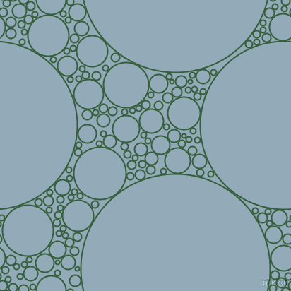 bubbles, circles, sponge, big, medium, small, 2 pixel line width, Hunter Green and Nepal circles bubbles sponge soap seamless tileable