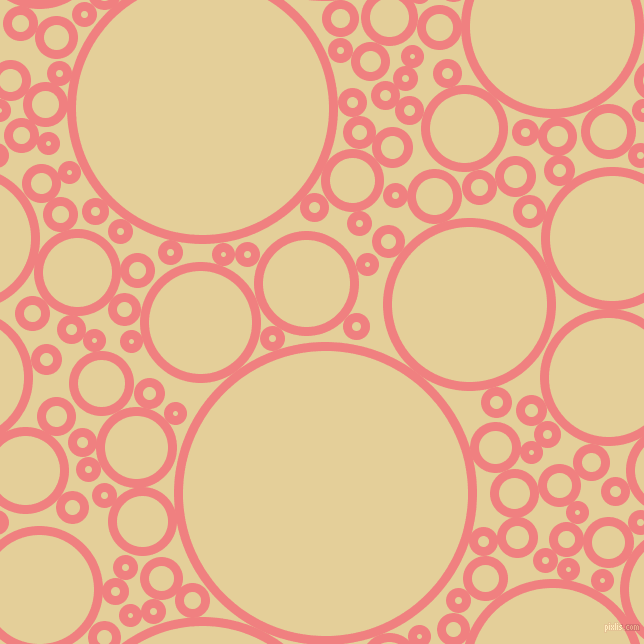 bubbles, circles, sponge, big, medium, small, 9 pixel line width, Light Coral and Double Colonial White circles bubbles sponge soap seamless tileable