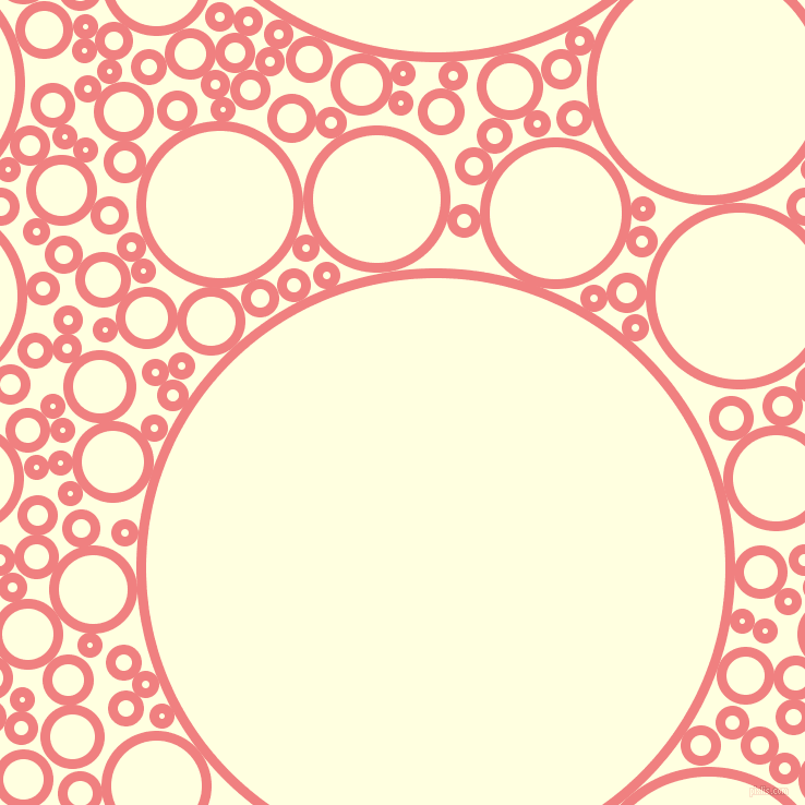 bubbles, circles, sponge, big, medium, small, 9 pixel line widthLight Coral and Light Yellow circles bubbles sponge soap seamless tileable