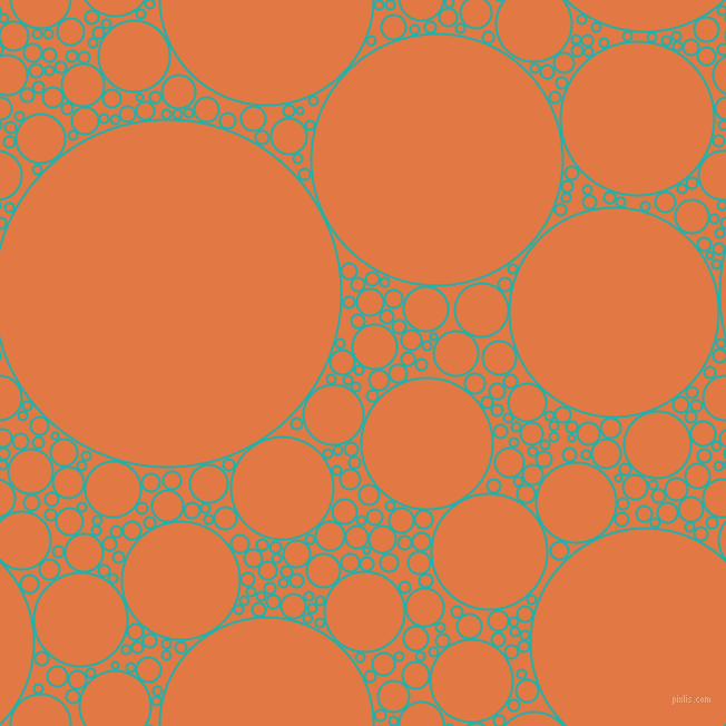 bubbles, circles, sponge, big, medium, small, 2 pixel line width, Light Sea Green and Jaffa circles bubbles sponge soap seamless tileable