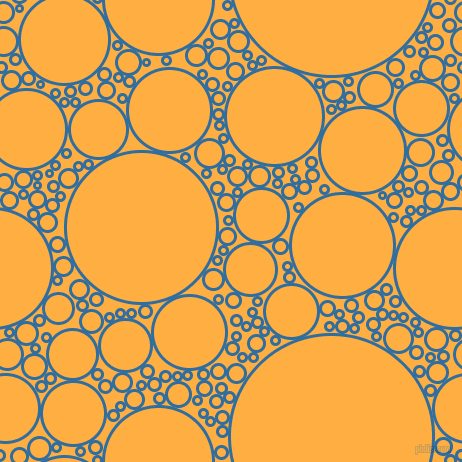 bubbles, circles, sponge, big, medium, small, 3 pixel line width, Lochmara and Yellow Orange circles bubbles sponge soap seamless tileable