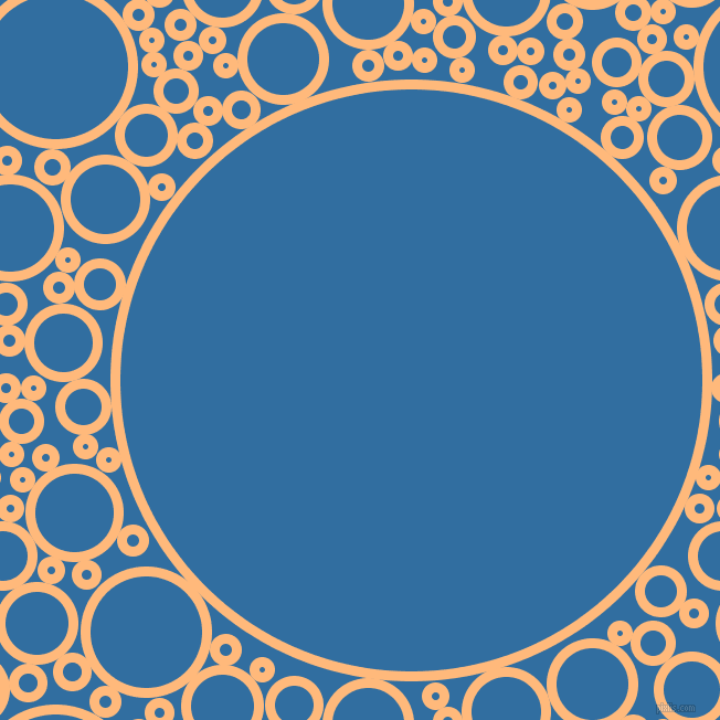 bubbles, circles, sponge, big, medium, small, 9 pixel line width, Macaroni And Cheese and Lochmara circles bubbles sponge soap seamless tileable