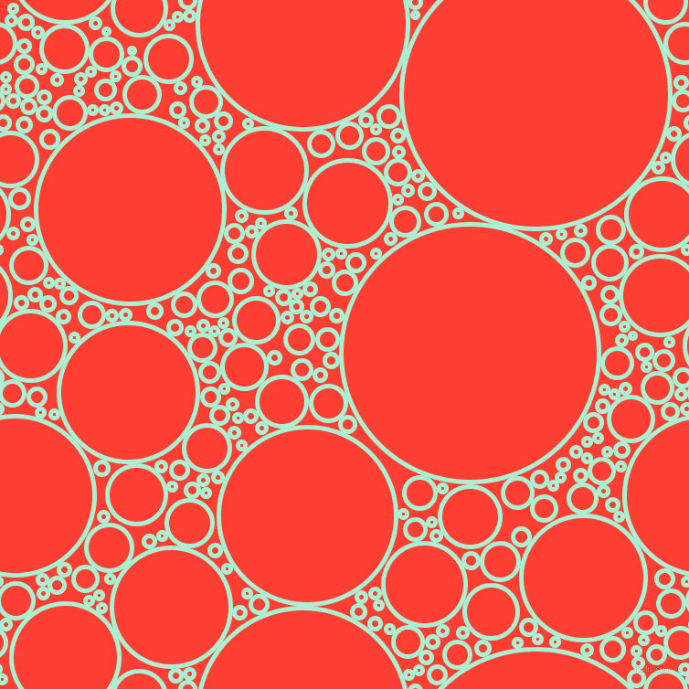 bubbles, circles, sponge, big, medium, small, 5 pixel line width, Magic Mint and Red Orange circles bubbles sponge soap seamless tileable
