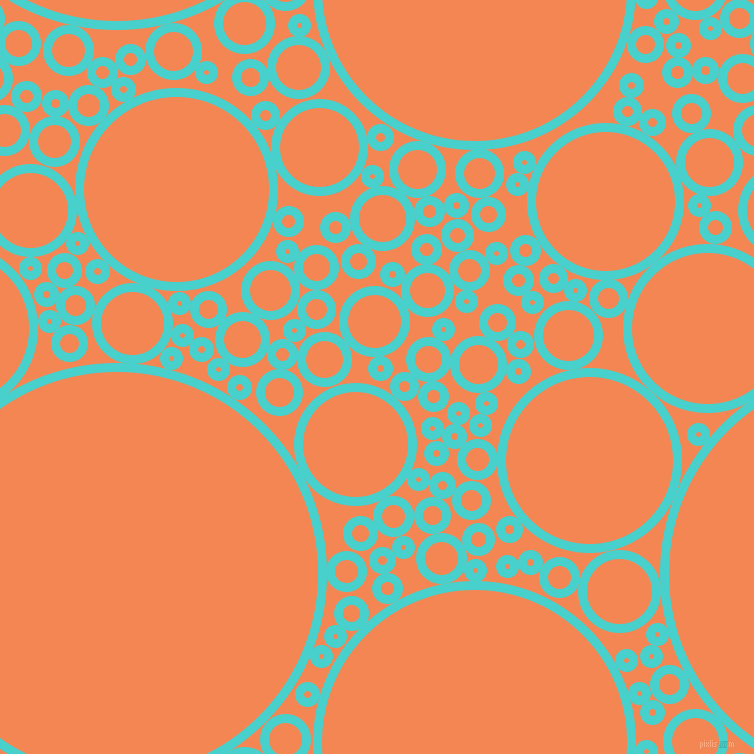 bubbles, circles, sponge, big, medium, small, 9 pixel line width, Medium Turquoise and Crusta circles bubbles sponge soap seamless tileable
