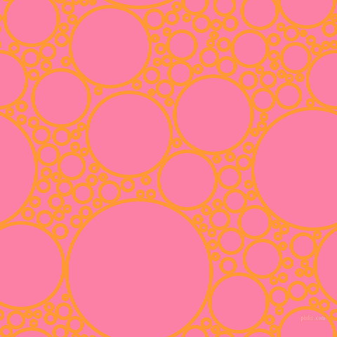 bubbles, circles, sponge, big, medium, small, 5 pixel line width, Neon Carrot and Tickle Me Pink circles bubbles sponge soap seamless tileable