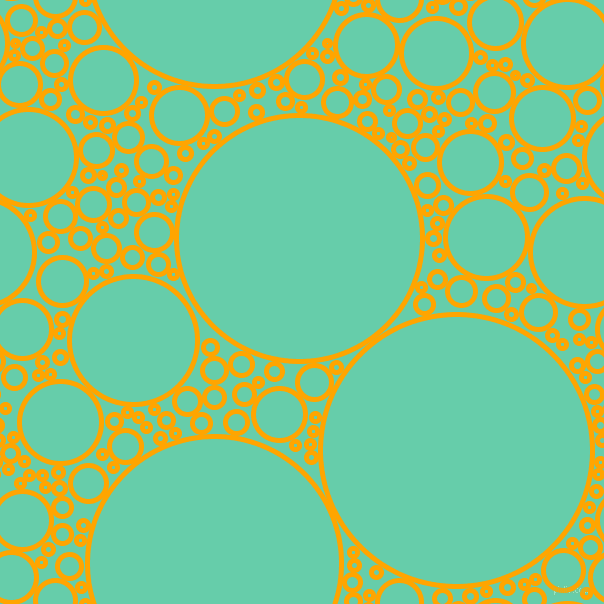 bubbles, circles, sponge, big, medium, small, 5 pixel line width, Orange and Medium Aquamarine circles bubbles sponge soap seamless tileable