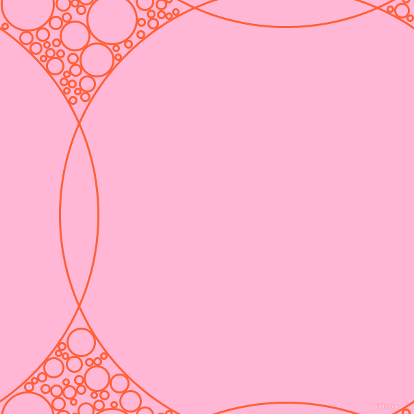 bubbles, circles, sponge, big, medium, small, 3 pixel line width, Outrageous Orange and Cotton Candy circles bubbles sponge soap seamless tileable