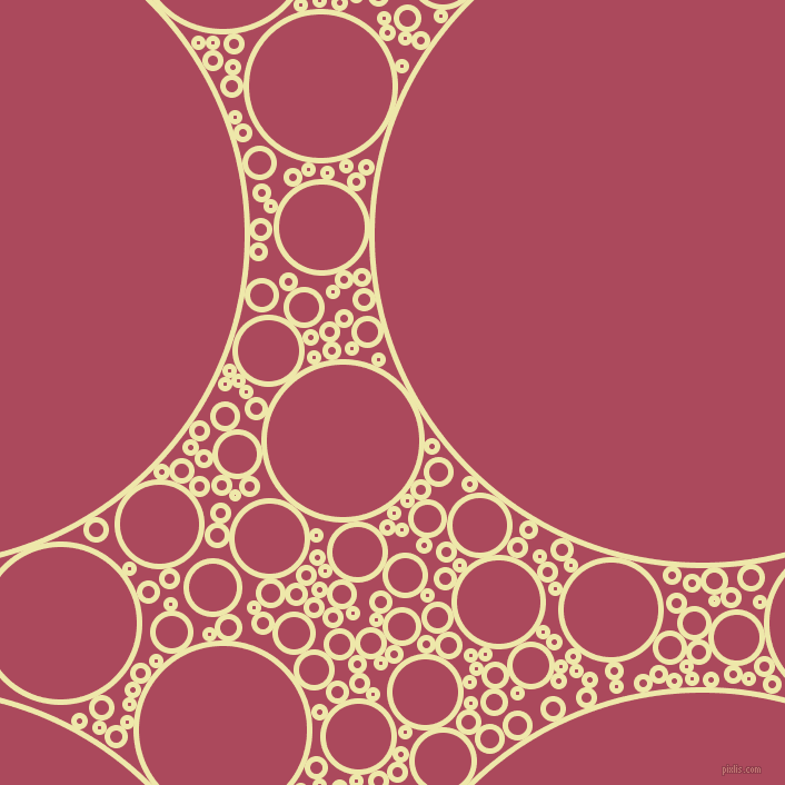 bubbles, circles, sponge, big, medium, small, 5 pixel line width, Pale Goldenrod and Hippie Pink circles bubbles sponge soap seamless tileable