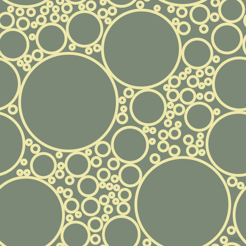 bubbles, circles, sponge, big, medium, small, 9 pixel line width, Pale Goldenrod and Spanish Green circles bubbles sponge soap seamless tileable