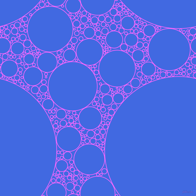 bubbles, circles, sponge, big, medium, small, 2 pixel line width, Pink Flamingo and Royal Blue circles bubbles sponge soap seamless tileable