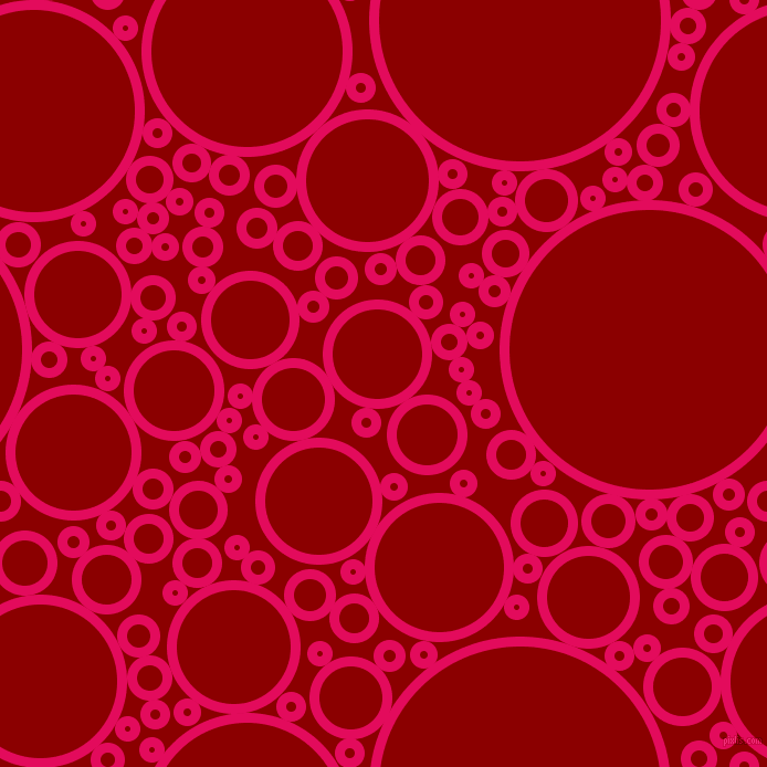 bubbles, circles, sponge, big, medium, small, 9 pixel line width, Razzmatazz and Dark Red circles bubbles sponge soap seamless tileable