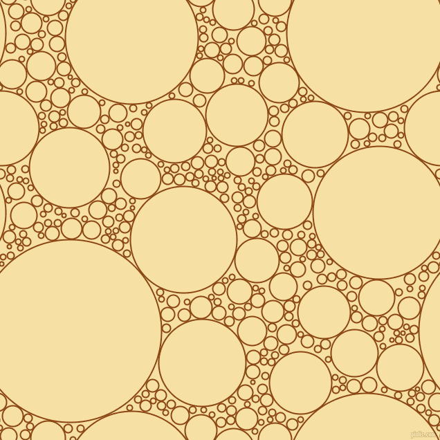 bubbles, circles, sponge, big, medium, small, 2 pixel line width, Saddle Brown and Buttermilk circles bubbles sponge soap seamless tileable