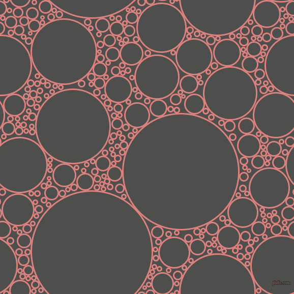 bubbles, circles, sponge, big, medium, small, 3 pixel line width, Sea Pink and Ship Grey circles bubbles sponge soap seamless tileable