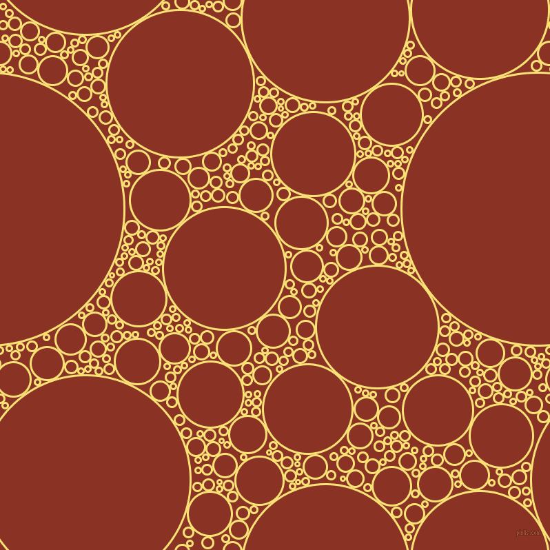 bubbles, circles, sponge, big, medium, small, 3 pixel line width, Sweet Corn and Burnt Umber circles bubbles sponge soap seamless tileable
