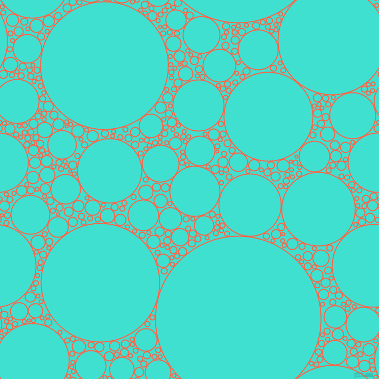 bubbles, circles, sponge, big, medium, small, 2 pixel line width, Tomato and Turquoise circles bubbles sponge soap seamless tileable