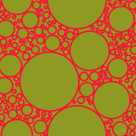 bubbles, circles, sponge, big, medium, small, 5 pixel line width, Torch Red and Citron circles bubbles sponge soap seamless tileable