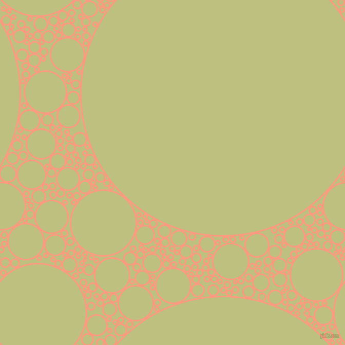 bubbles, circles, sponge, big, medium, small, 3 pixel line width, Vivid Tangerine and Pine Glade circles bubbles sponge soap seamless tileable