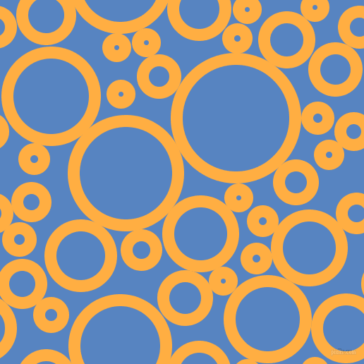 bubbles, circles, sponge, big, medium, small, 17 pixel line width, Yellow Orange and Havelock Blue circles bubbles sponge soap seamless tileable