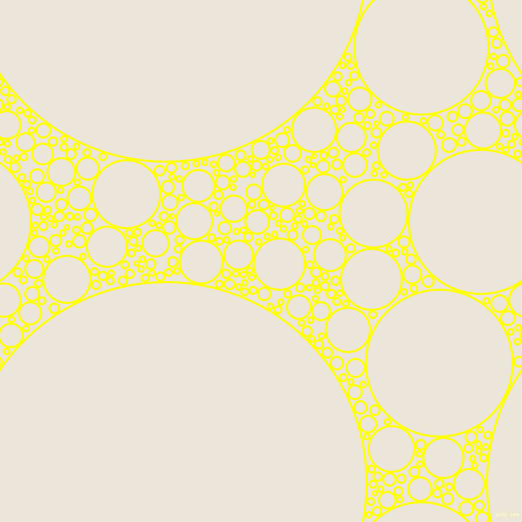 bubbles, circles, sponge, big, medium, small, 3 pixel line width, Yellow and Soapstone circles bubbles sponge soap seamless tileable