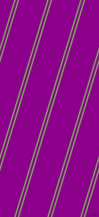 73 degree angles dual stripes lines, 6 pixel lines width, 8 and 112 pixels line spacing, Asparagus and Dark Magenta dual two line striped seamless tileable