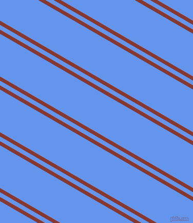 150 degree angle dual striped lines, 7 pixel lines width, 8 and 72 pixel line spacing, Crab Apple and Cornflower Blue dual two line striped seamless tileable