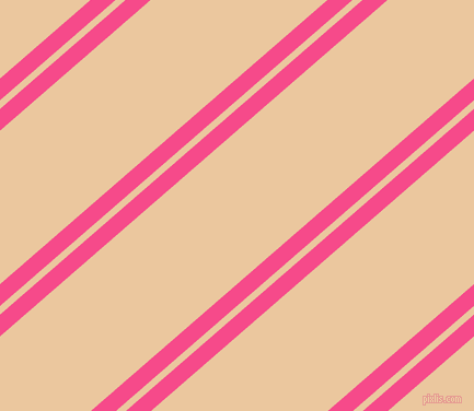 41 degree angle dual stripes lines, 15 pixel lines width, 6 and 106 pixel line spacing, French Rose and New Tan dual two line striped seamless tileable