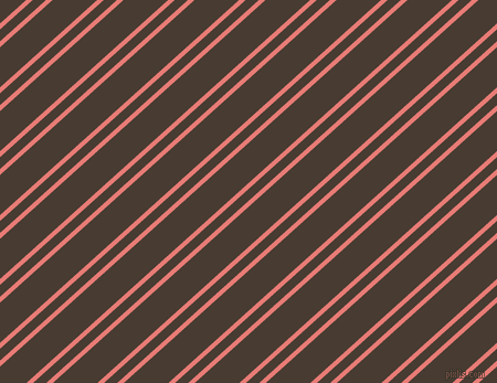42 degree angle dual stripes lines, 4 pixel lines width, 8 and 27 pixel line spacing, Geraldine and Taupe dual two line striped seamless tileable