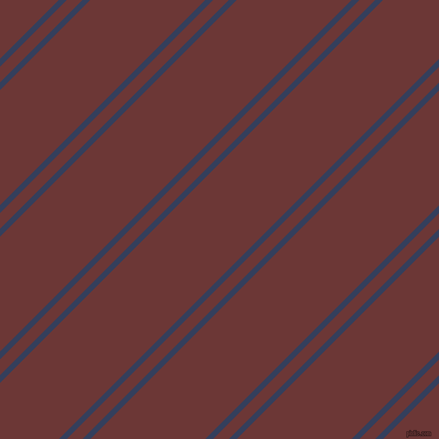 45 degree angle dual striped line, 8 pixel line width, 16 and 117 pixel line spacing, Gulf Blue and Sanguine Brown dual two line striped seamless tileable