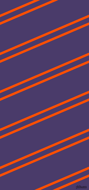 23 degree angle dual stripes lines, 8 pixel lines width, 16 and 86 pixel line spacing, International Orange and Meteorite dual two line striped seamless tileable