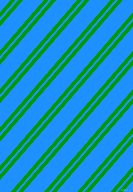 49 degree angle dual striped line, 14 pixel line width, 8 and 61 pixel line spacing, Islamic Green and Dodger Blue dual two line striped seamless tileable