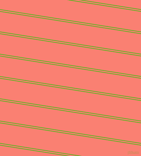 171 degree angles dual striped lines, 2 pixel lines width, 4 and 63 pixels line spacing, Kelly Green and Salmon dual two line striped seamless tileable