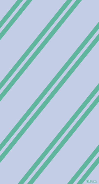 51 degree angles dual stripe lines, 15 pixel lines width, 10 and 92 pixels line spacing, Keppel and Periwinkle dual two line striped seamless tileable