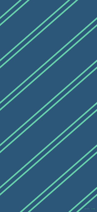 41 degree angle dual stripe lines, 5 pixel lines width, 12 and 82 pixel line spacing, Medium Aquamarine and Venice Blue dual two line striped seamless tileable