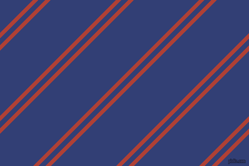45 degree angles dual stripes line, 8 pixel line width, 10 and 95 pixels line spacing, Medium Carmine and Resolution Blue dual two line striped seamless tileable