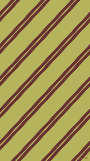 47 degree angles dual striped lines, 12 pixel lines width, 4 and 59 pixels line spacing, Persian Plum and Olive Green dual two line striped seamless tileable