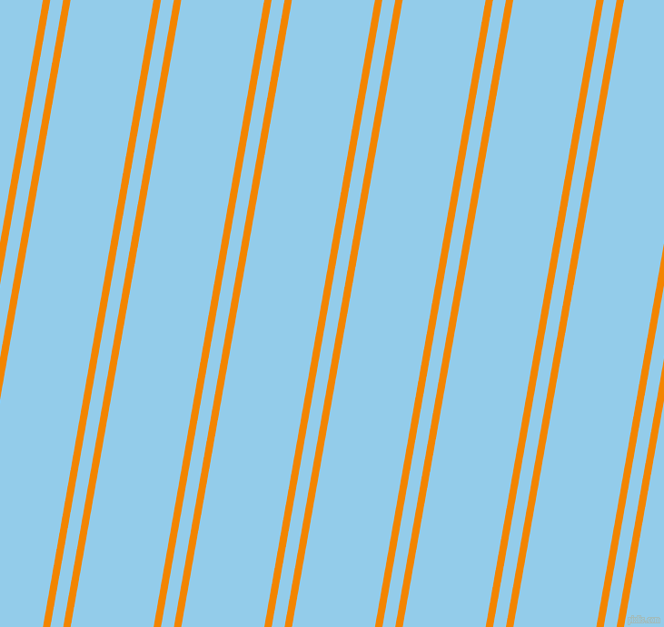 80 degree angles dual stripe lines, 8 pixel lines width, 14 and 90 pixels line spacing, Tangerine and Cornflower dual two line striped seamless tileable