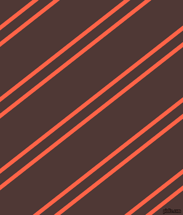 38 degree angles dual striped lines, 8 pixel lines width, 18 and 79 pixels line spacing, Tomato and Cocoa Bean dual two line striped seamless tileable