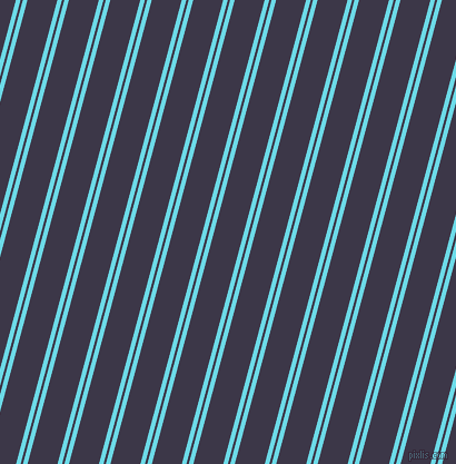 75 degree angles dual striped lines, 4 pixel lines width, 2 and 26 pixels line spacing, Turquoise Blue and Martinique dual two line striped seamless tileable