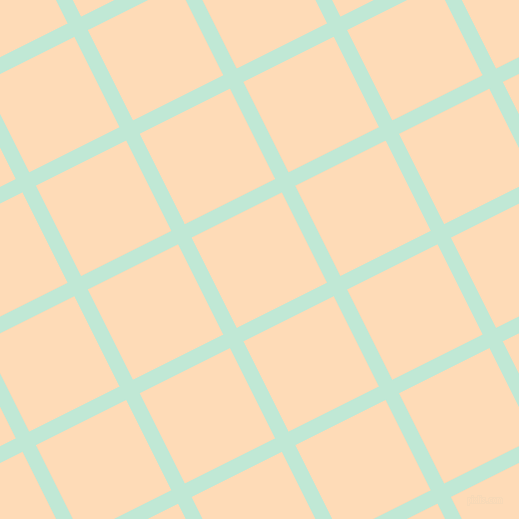 27/117 degree angle diagonal checkered chequered lines, 15 pixel line width, 101 pixel square size, Aero Blue and Sandy Beach plaid checkered seamless tileable