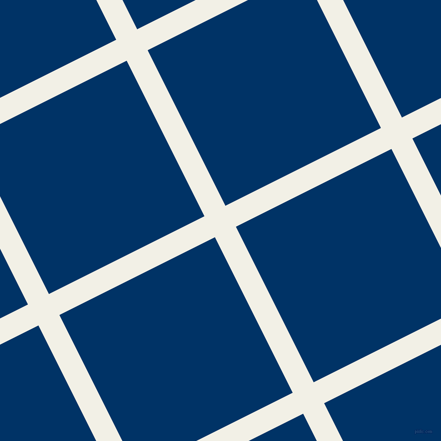 27/117 degree angle diagonal checkered chequered lines, 47 pixel lines width, 349 pixel square size, Alabaster and Prussian Blue plaid checkered seamless tileable