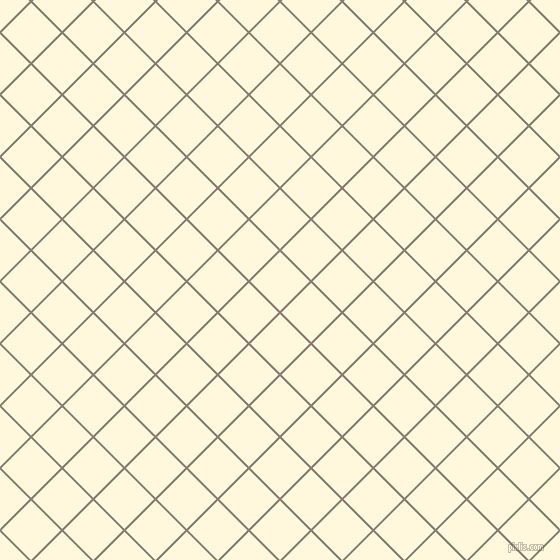 45/135 degree angle diagonal checkered chequered lines, 2 pixel lines width, 42 pixel square size, Americano and Corn Silk plaid checkered seamless tileable