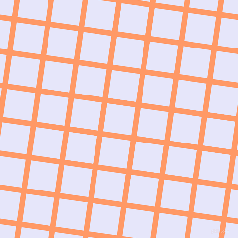82/172 degree angle diagonal checkered chequered lines, 11 pixel line width, 57 pixel square size, Atomic Tangerine and Lavender plaid checkered seamless tileable
