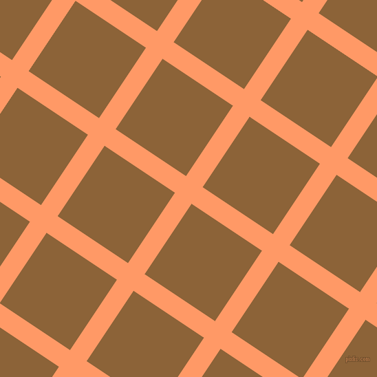 56/146 degree angle diagonal checkered chequered lines, 29 pixel line width, 123 pixel square size, Atomic Tangerine and McKenzie plaid checkered seamless tileable
