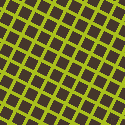 63/153 degree angle diagonal checkered chequered lines, 11 pixel line width, 35 pixel square size, Bahia and Dark Rum plaid checkered seamless tileable