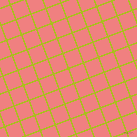 21/111 degree angle diagonal checkered chequered lines, 5 pixel line width, 50 pixel square size, Bahia and Light Coral plaid checkered seamless tileable