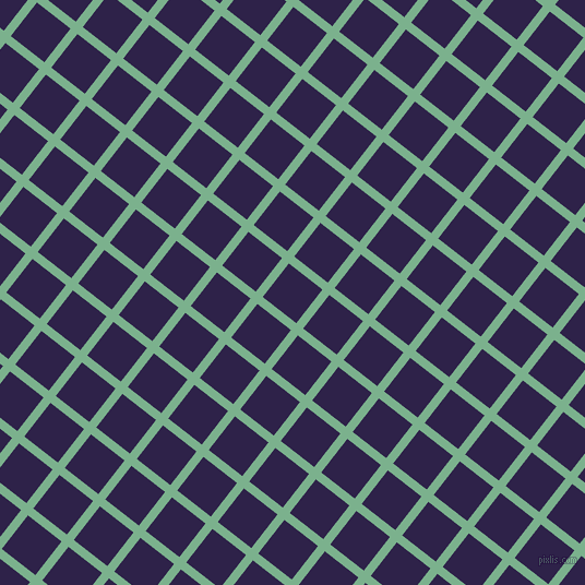 52/142 degree angle diagonal checkered chequered lines, 8 pixel line width, 39 pixel square size, Bay Leaf and Violent Violet plaid checkered seamless tileable