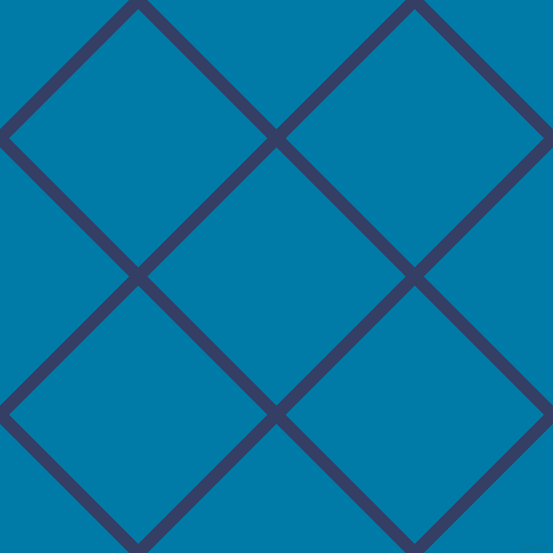 45/135 degree angle diagonal checkered chequered lines, 18 pixel line width, 256 pixel square size, Bay Of Many and Cerulean plaid checkered seamless tileable
