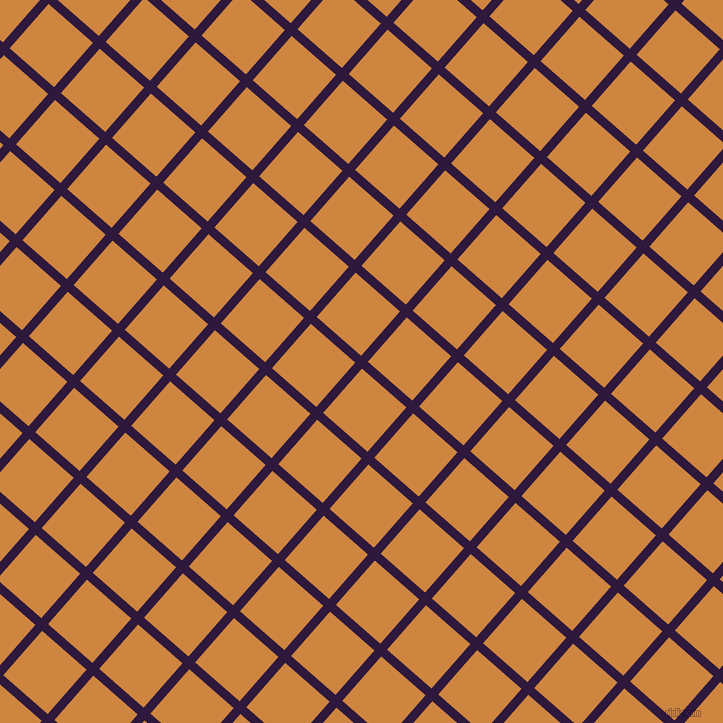 49/139 degree angle diagonal checkered chequered lines, 9 pixel line width, 59 pixel square size, Blackcurrant and Peru plaid checkered seamless tileable