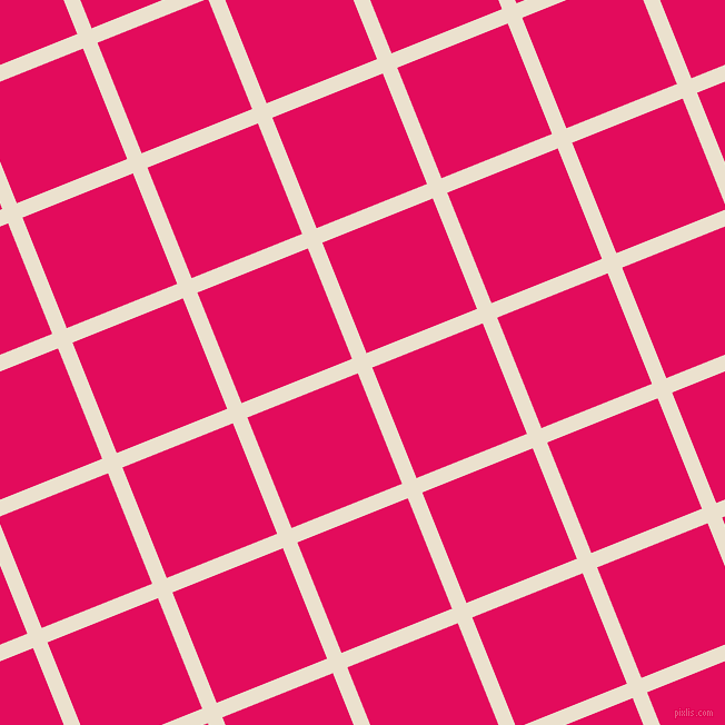 22/112 degree angle diagonal checkered chequered lines, 14 pixel line width, 107 pixel square size, Bleach White and Razzmatazz plaid checkered seamless tileable